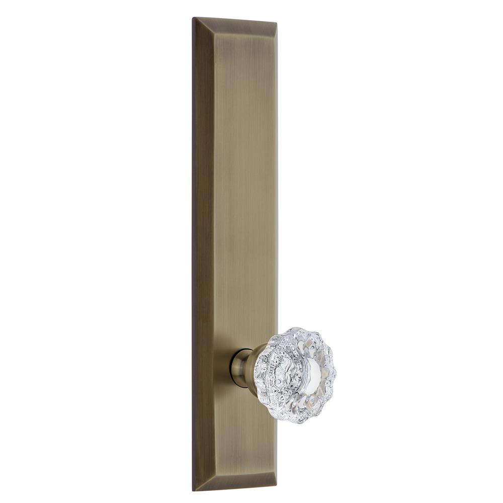 Grandeur by Nostalgic Warehouse FAVVER Fifth Avenue Tall Plate Privacy with Versailles Knob in Vintage Brass